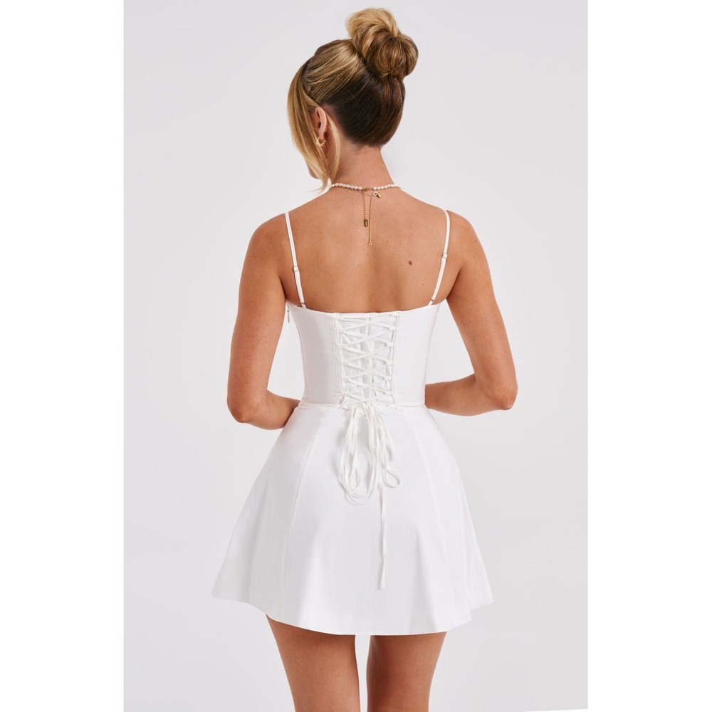 Babyboo Lacey Mini Dress Womens Size XS White Corset Milkmaid Cottagecore - Picture 2 of 11